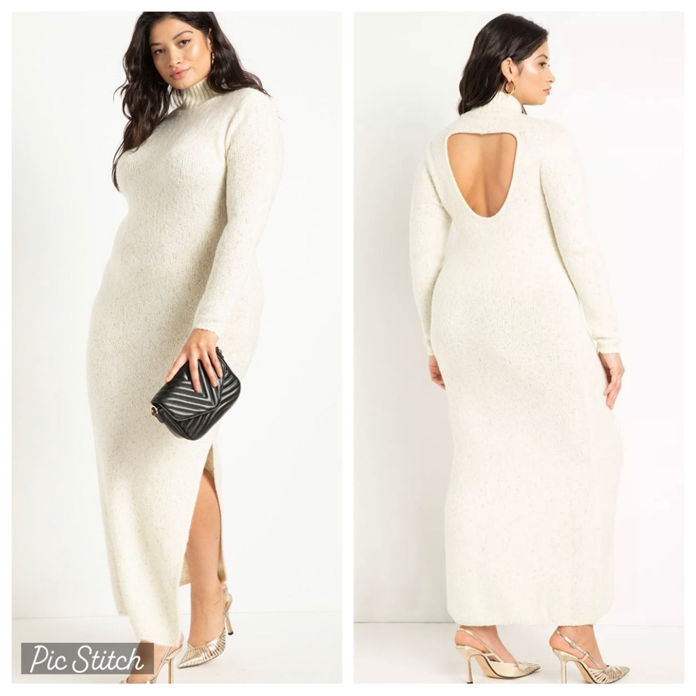 BNWT ELOQUII TINSEL YARN TURTLENECK SWEATER DRESS W/ OPEN BACK DETAIL! Sz 14/16